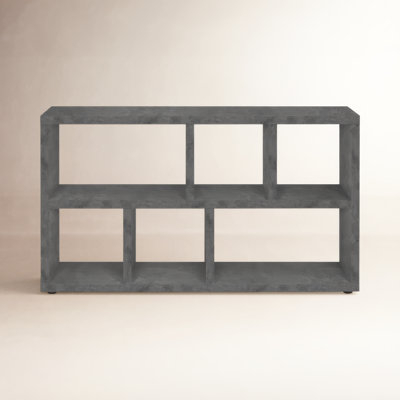 Wide Bookcase Gray Wood Finish Sled Base Industrial Style Storage