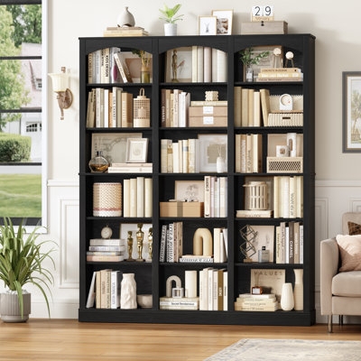 Wide Scandinavian Style Open Bookcase in Light Wood