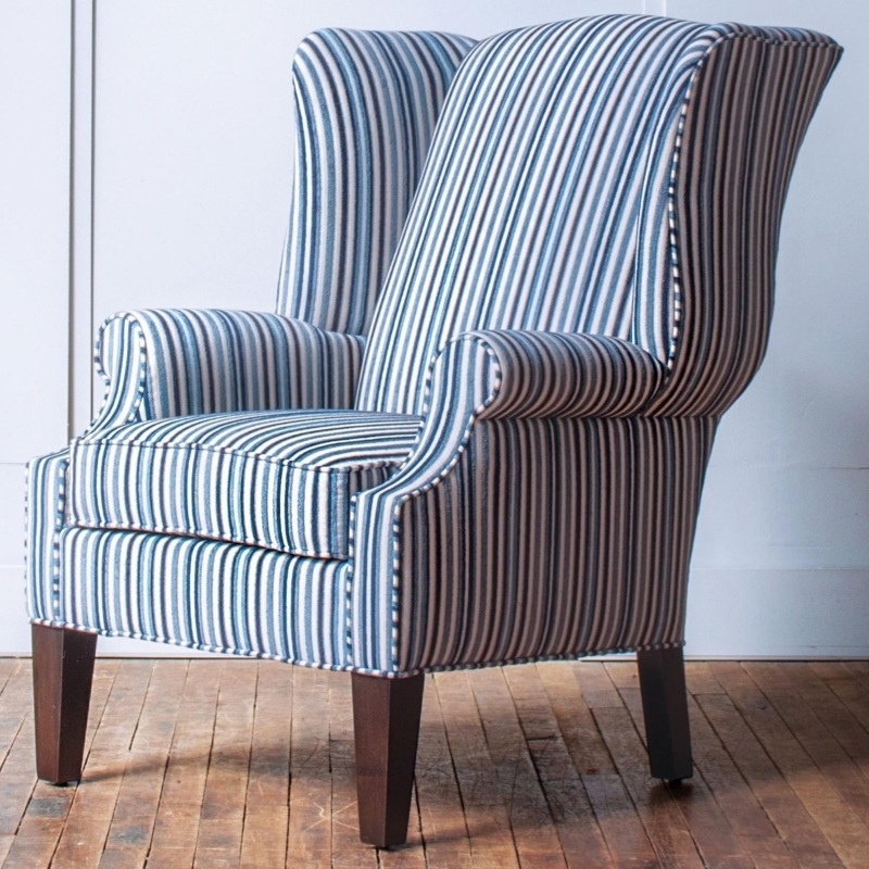Wingback Accent Chair Beige Rolled Arms Box Cushion Traditional
