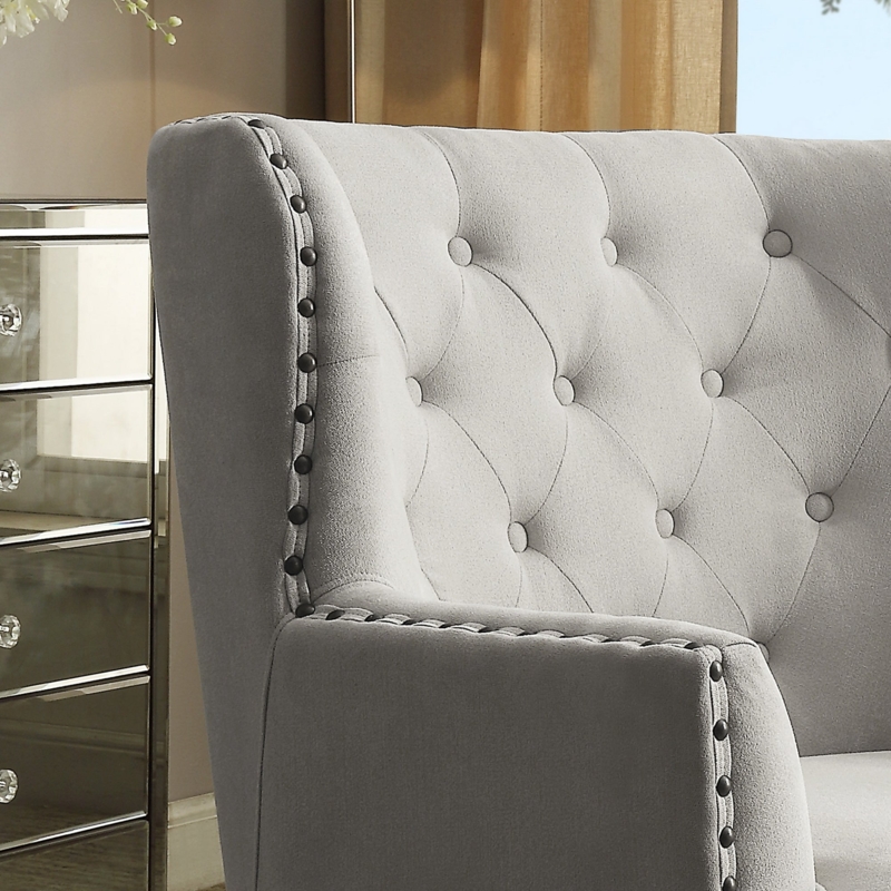 Wingback Accent Chair Teal Upholstery Button Tufted Contemporary