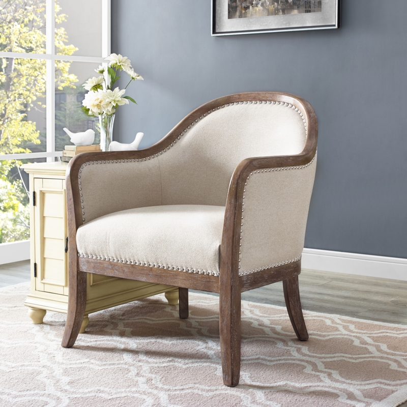 Wingback Accent Chair with Button Tufting and Rolled Arms