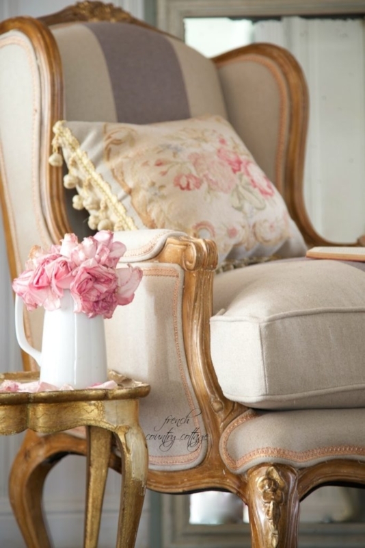 Wingback Accent Chair with French Blue Floral Pattern