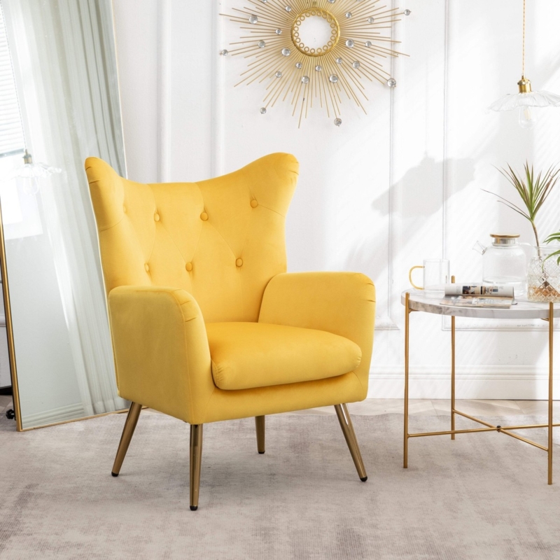 Wingback Accent Chair with Nailhead Trim and Button Tufting