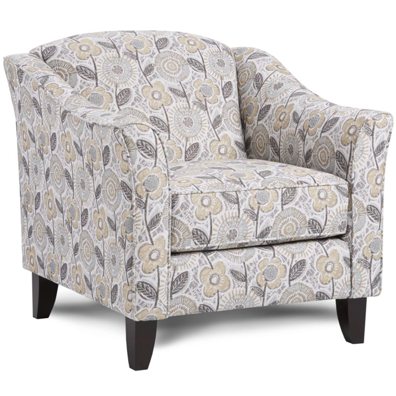 Wingback Chair Multicolored Floral with Rolled Arms and Dark Legs