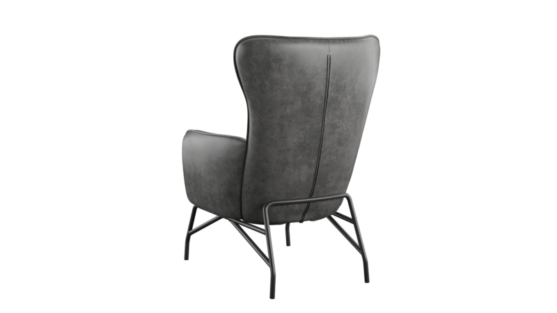 Wingback Chair Vertical Channel Tufting Leather Like Traditional