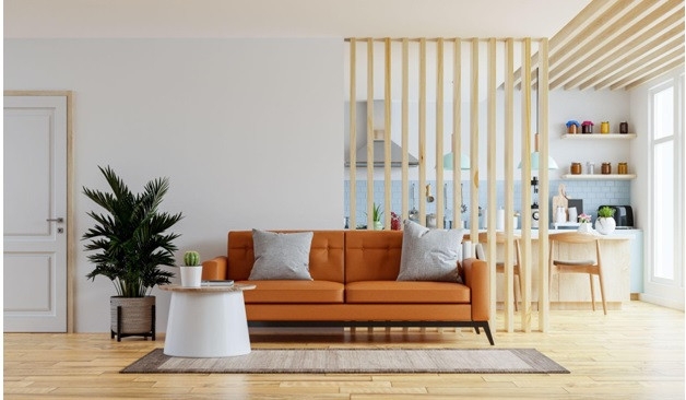 Wood Slat Room Divider Architectural Fixed Partition Screen