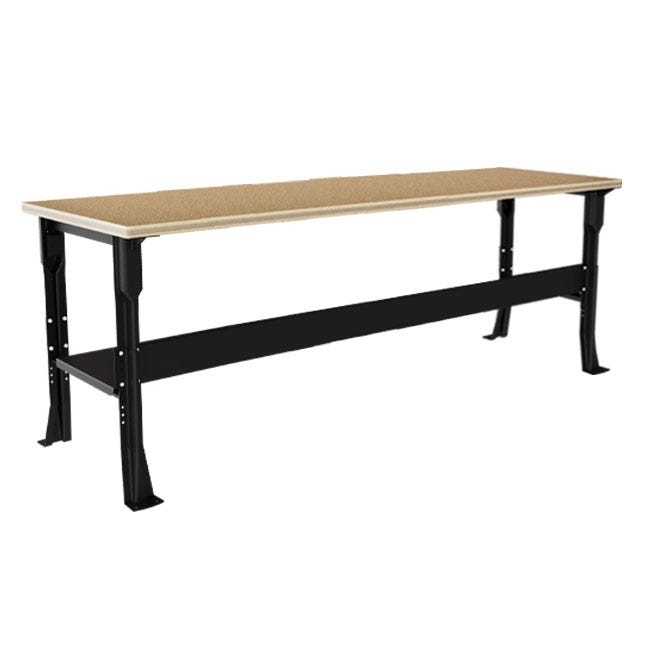 Workbench featuring Integrated Lower Shelf, Floor Mount Plates, Steel Frame.