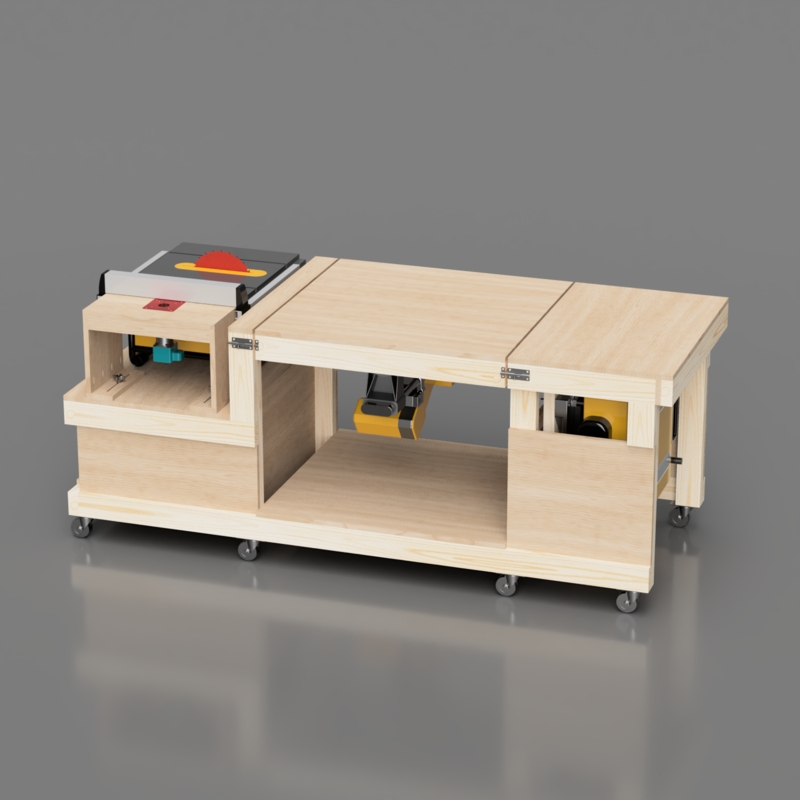 Workbench Mobile Multi-Tool Design with 4-Tool Integration and Wing