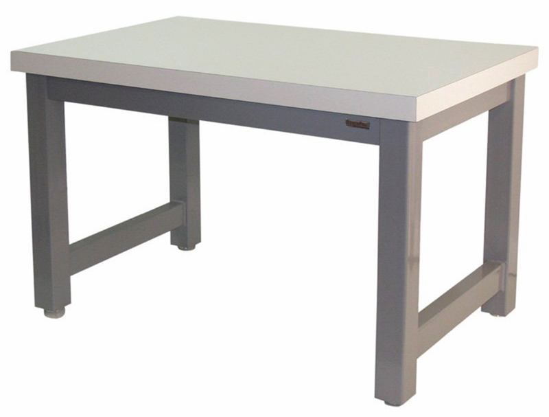Workbench with Adjustable Leveling Feet, Industrial Gray Frame, Thick Top.