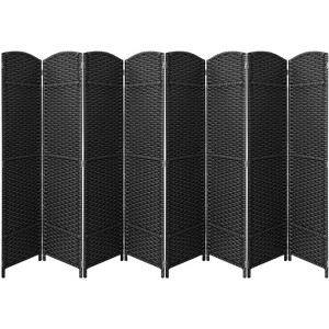 Woven Arched Partition Eight Panel Dark Gray Folding Room Divider