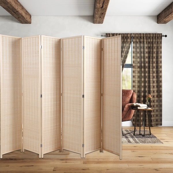 Woven Bamboo Privacy Screen with Six Panel Natural Finish