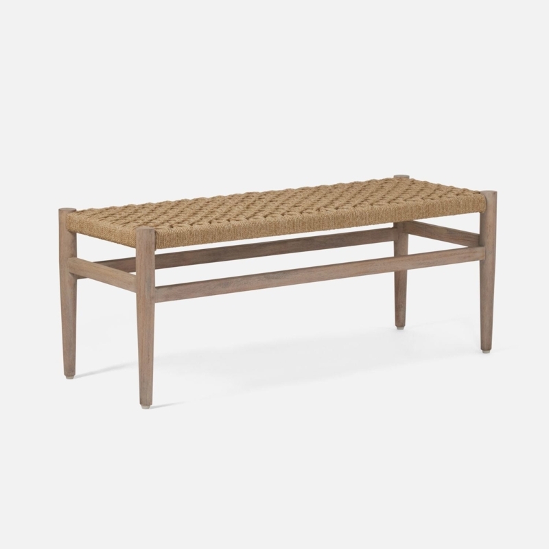 Woven Rope Bench Mid-Century Modern Tapered Legs