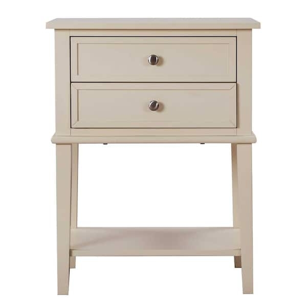 2-Drawer Nightstand with Slim Metal Pulls, Transitional
