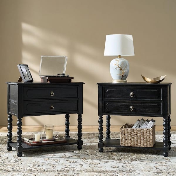 2-Tier End Table Set with Built-in Outlets & USB