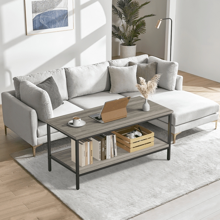 3-Piece Coffee Table Set in Rock Gray Stone Finish with Storage
