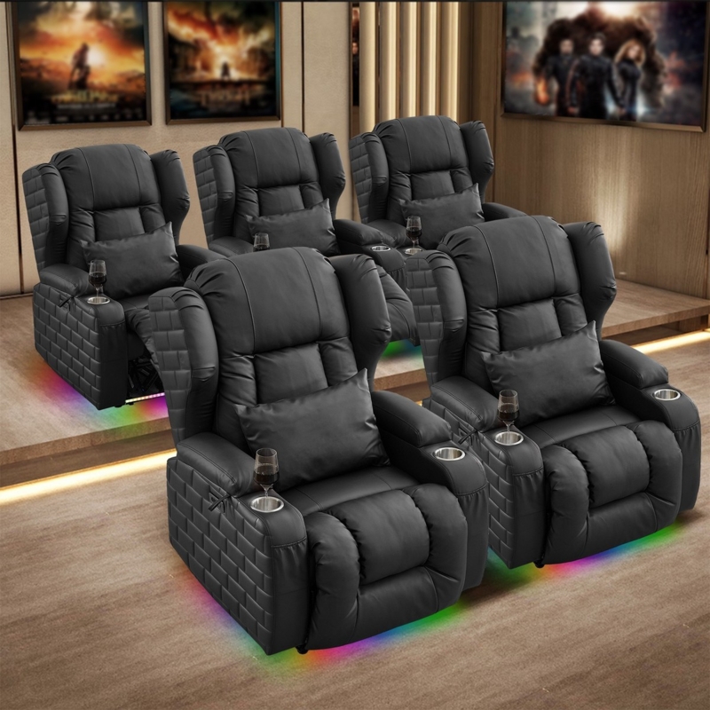 5 Piece Movie Room Seating Set with Two Storage Consoles