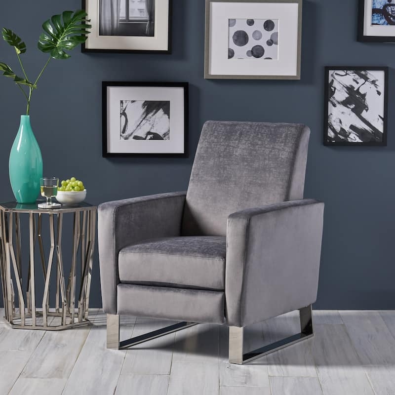 Accent Chair Velvet Navy Blue Channel Tufted Tapered Legs
