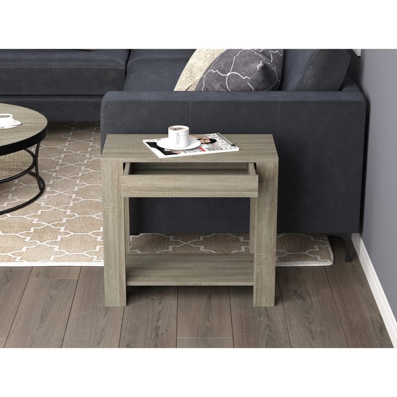 Accent End Table Compact Storage Single Drawer Tapered Legs