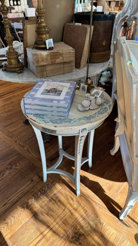 Accent Table Blue Floral Accents Tripod Legs Petite Scale