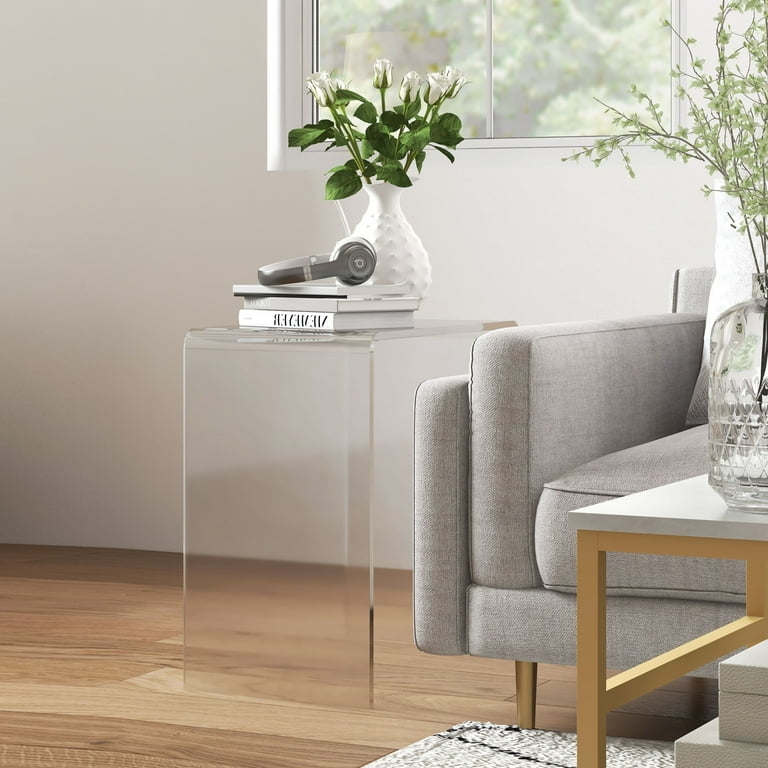 Accent Table Clear Acrylic Waterfall Silhouette with Rounded Edges