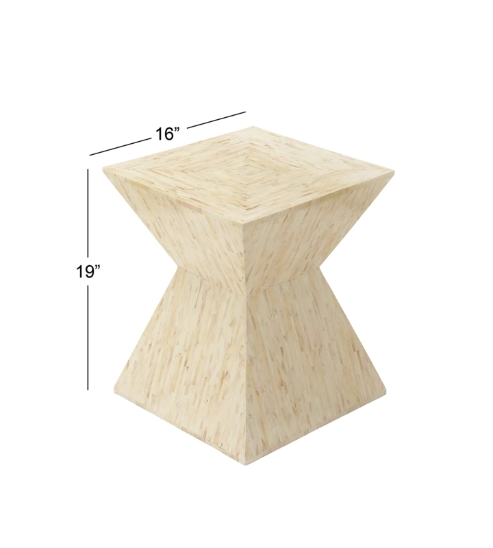 Accent Table, Hourglass Shape with Iridescent Shell Mosaic Inlay Finish