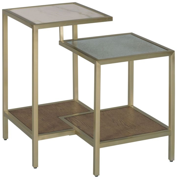 Accent Table: Organic Modern Freeform Stone Top Gold Tripod Base