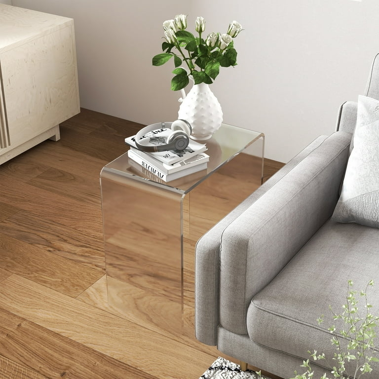 Accent Table Seamless Clear Acrylic Waterfall Design U-Shaped