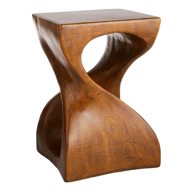 Accent Table Spiral Pedestal Twist Design Walnut Finish