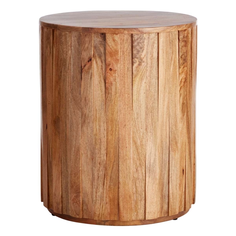 Accent Table Thick Pedestal Natural Finish Organic Modern
