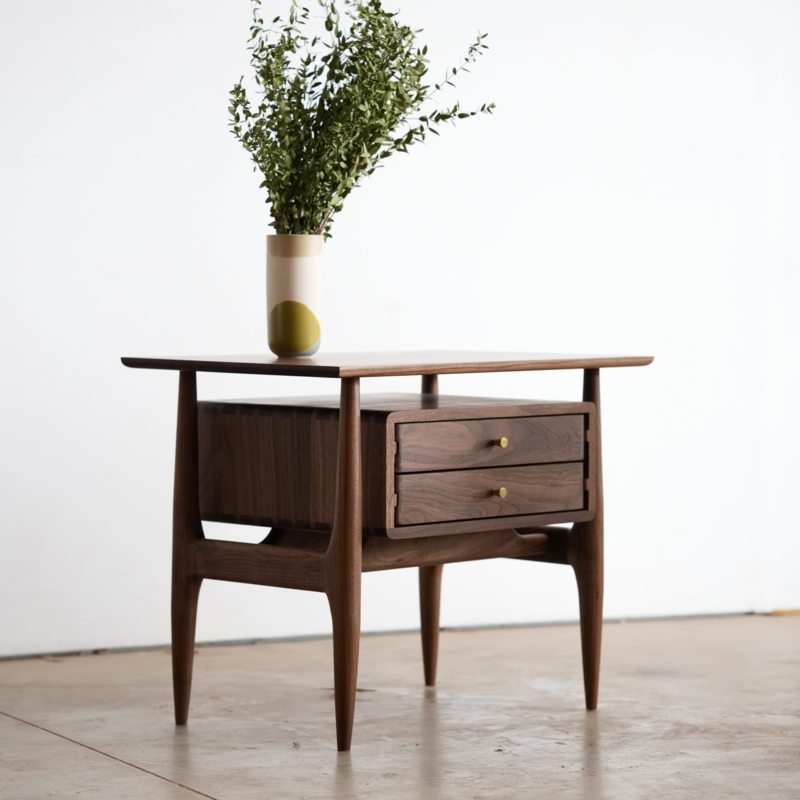 Accent Table Three Legged Wood Toned Circular Minimalist Modern