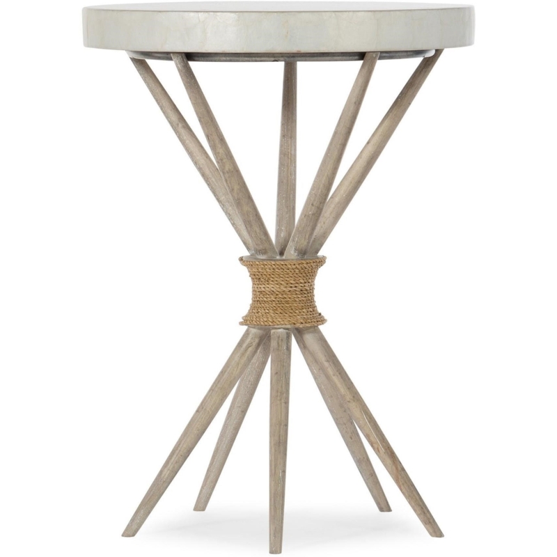 Accent Table with Ribbed Wood Base and Two-Tier Storage Shelf