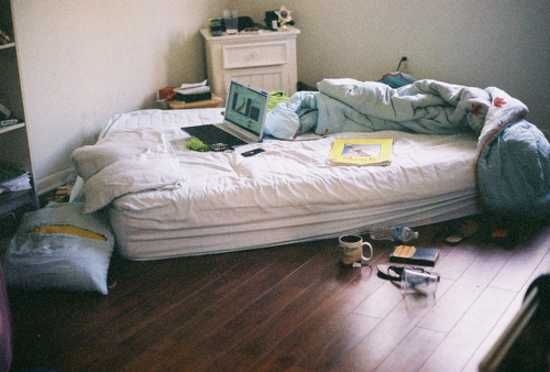 Airy White Floor Bed, Minimalist Scandinavian Bedroom