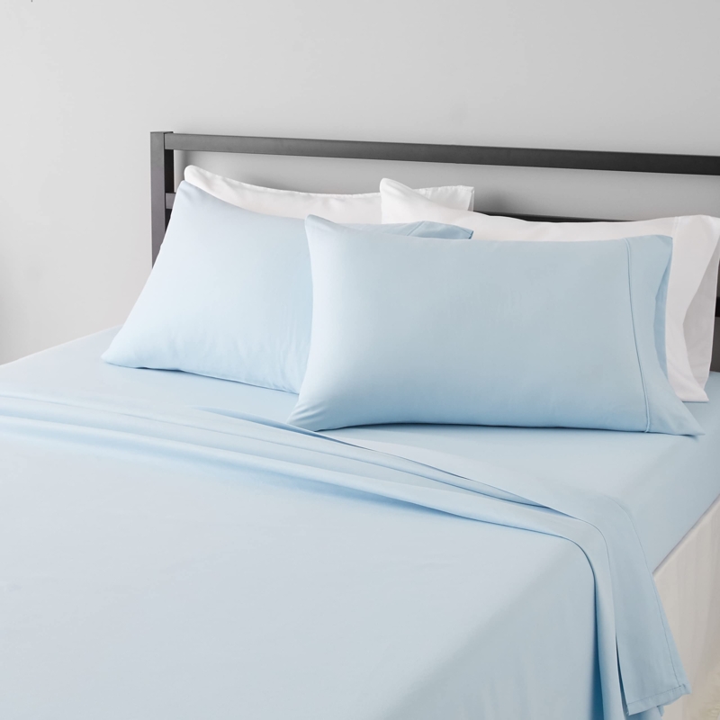 Amazon.com: 800 Thread Count 4-Pcs Bed Sheets Set Light Blue 100% Cotton  Bedding Set for Full Size Bed Single Ply Long Staple Combed Cotton Yarns  Soft Breathable, Fits Mattress Upto 22'' Deep