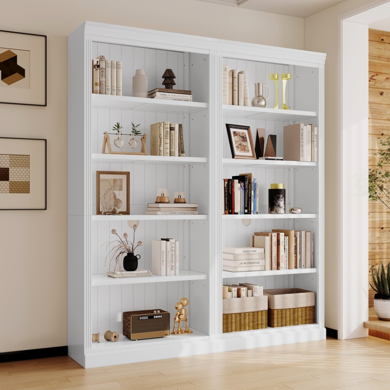 Amazon.com: 83" Tall Wood Bookcase Suite ,5-Tier Home Decor Bookshelves  Suite with Adjustable Shelves,Storage Organizer for CDs/Books/Movies,Free  Standing Storage Shelves Suite for Living Room,Office (2, White) : Home 