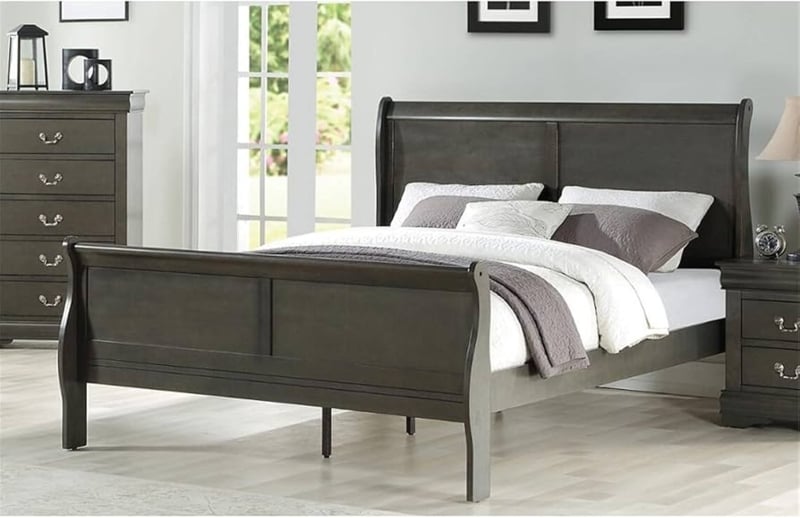 Amazon.com: A1DFDFGOQSFG Home Bedroom Furniture Sets,Modern Dark Gray  Finished Furnitures Wood Bed Frame s Dresser Chest of Drawers with Brushed  Nickel Metal Hardware for Bedroom Living Room (Queen Bed) : Home &