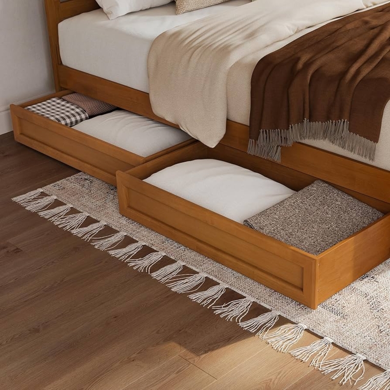 Amazon.com: AFI, Mid-Century Modern Under Bed Storage Drawers,  Queen/King/Twin XL, Light Toffee : Home & Kitchen
