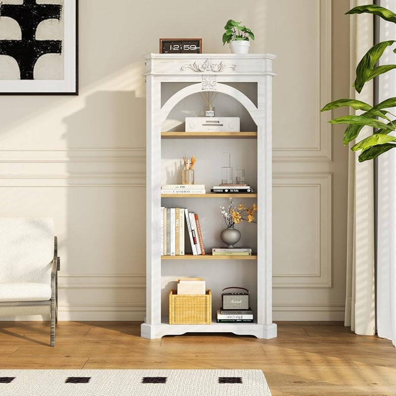 Amazon.com: Anwick 4-Shelf Wood Bookcase, 65 Inch Tall Bookshelf with  Storage, Bookshelves and Bookcases Floor Standing,Home Decor Furniture for  Home Office, Living Room, Bed Room : Home & Kitchen