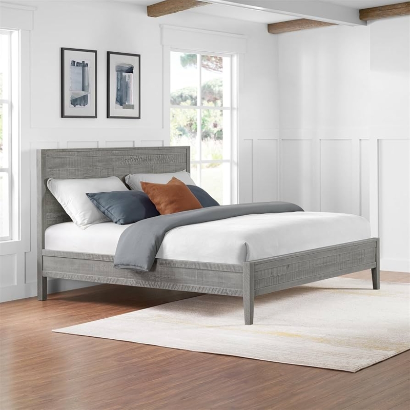 Amazon.com: Arden Panel King Bed, Solid Brazilian Pine Wood, High Profile  Headboard, Low Profile Footboard, Light Driftwood Gray Finish, 50 in. H  Headboard, 18 in. H Footboard, 8 in. H Underbed Clearance :