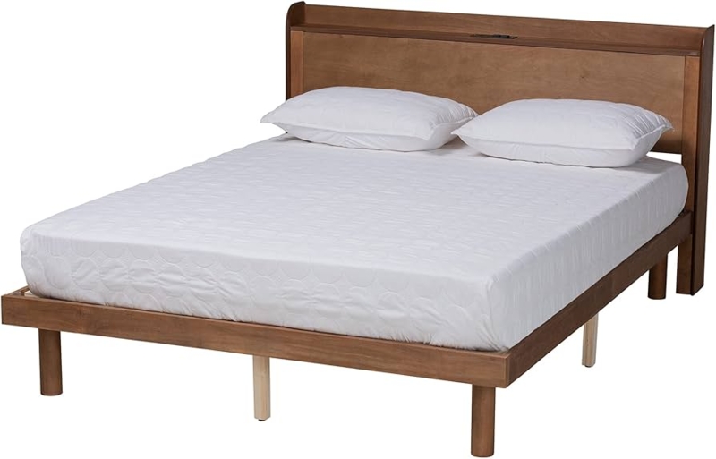 Amazon.com: Baxton Studio Decker Mid-Century Modern Transitional Walnut  Brown Finished Wood Full Size Platform Bed with Charging Station : Home &  Kitchen