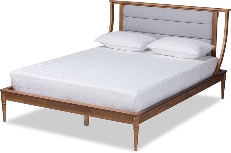 Amazon.com: Baxton Studio Regis Modern and Contemporary Transitional Light  Grey Fabric Upholstered and Walnut Brown Finished Wood King Size Platform  Bed : Home & Kitchen