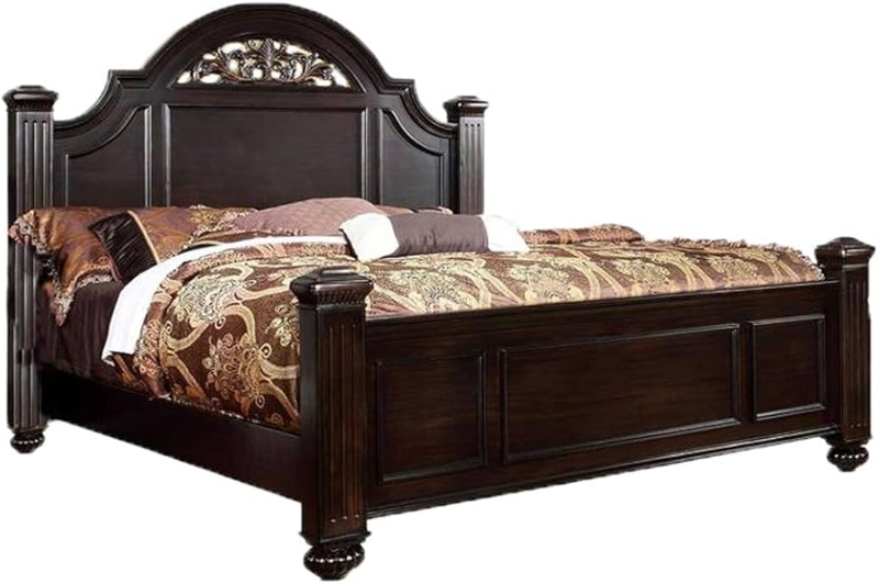 Amazon.com: Benjara Transitional Style California King Wooden Bed with Bun  Feet, Brown : Home & Kitchen