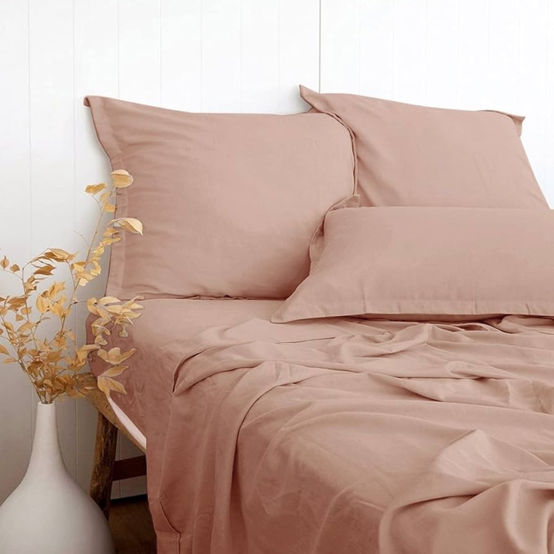 Amazon.com: Dusty Pink Linen-Textured Bed Sheets Set, Bamboo Rayon, Cotton, Linen  Blend Bed Sheets Twin Size, Soft Cool & Breathable for Hot Sleepers,Durable  Natural Organic Bed 15'' Deep Pocket - 3 Piece :