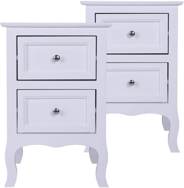 Amazon.com: EMILOREY 2-Tier Nightstands Set of 2 French Country End Table  with Drawers Farmhouse Bedside Small Night Stand Side Table for Bedroom,  Living Room, Home Office, White : Home & Kitchen