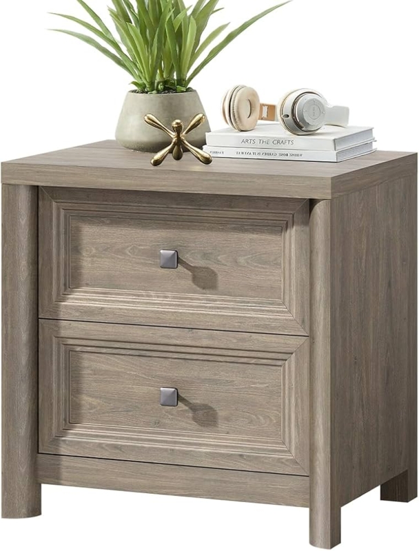 Amazon.com: Farmhouse Nightstand with 2 Drawers, Grey Nightstand, Rustic  Wood Night Stand for Bedroom Living Room Sofa Couch, 22.8 Wide Large Bed  Side Table, Bedside Table End Table with Metal Knob, Gray