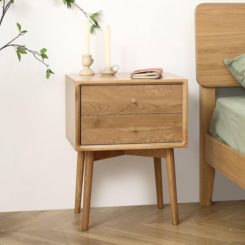 Amazon.com: Fetuero Mid Century Modern Nightstands, Oak Bedside Table Solid  Wood End Table with Drawers Real Wooden Cabinet Organizer for Bedroom,  Natural Color : Home & Kitchen
