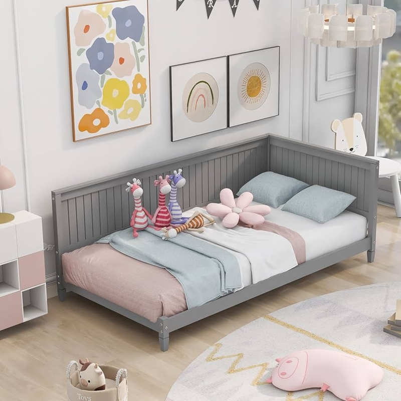 Amazon.com: Flieks Twin Size Wood Daybed/Sofa Bed Frame for Boys Girls Kids  Toddler, Gray : Home & Kitchen