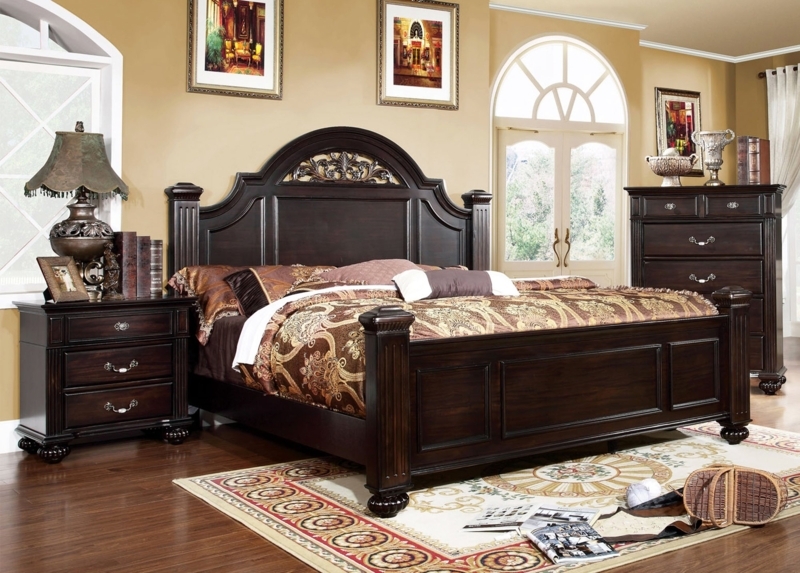 Amazon.com: Furniture of America Malierd 3 Piece Traditional Bed Set with 2  Nightstands, Box Spring Required for Bedroom, King, Dark Walnut :  Everything Else