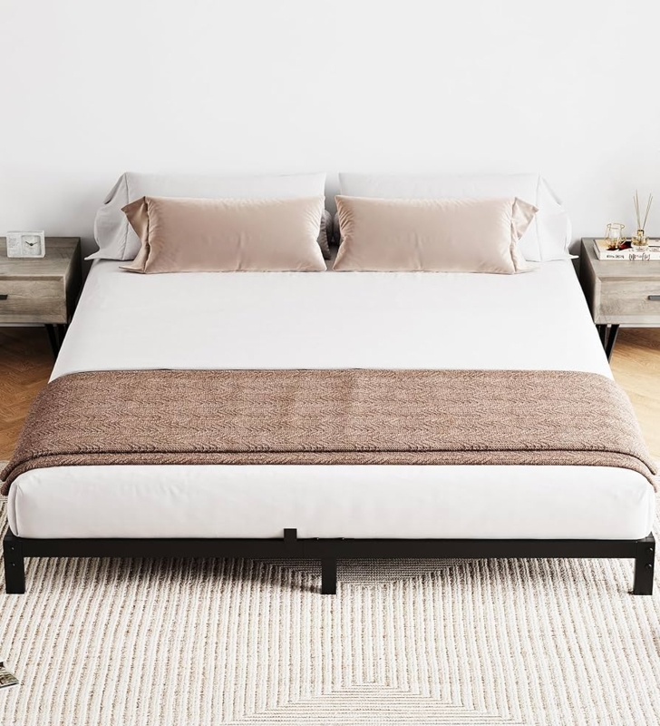 Amazon.com: IDEALHOUSE 8 Inch Queen Bed Frame with Under Bed Storage, Heavy  Duty Mattress Foundation, Easy Assembly, No Box Spring Needed, 79.9"  Dx60.4''Wx8''H Platform Bed for Bedroom, Apartment, Black, Metal : Home