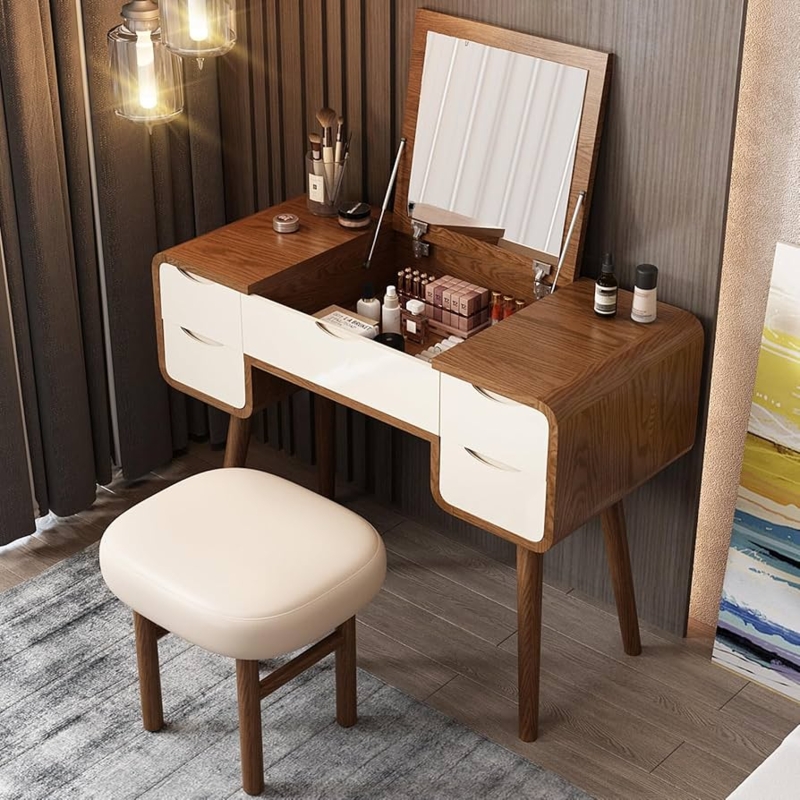 Amazon.com: Lartis Flip Top Vanity Table Stylish Makeup Vanity with Stool, Makeup  Vanity Desk, Reversible Makeup Mirror, Hidden Storage Compartment,Very Easy  to Assemble,Can be Used as a Desk : Home & Kitchen