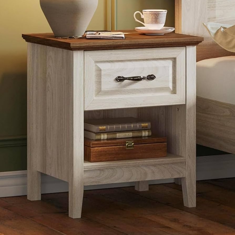 Amazon.com: LINSY Night Stand 18.9" Farmhouse Wood Night Stand with Type-C  Charging Station Open Storage Shelf Nightstands with Drawer Side Table End  Table for Bedroom Living Room Sofa Couch Office Beige :